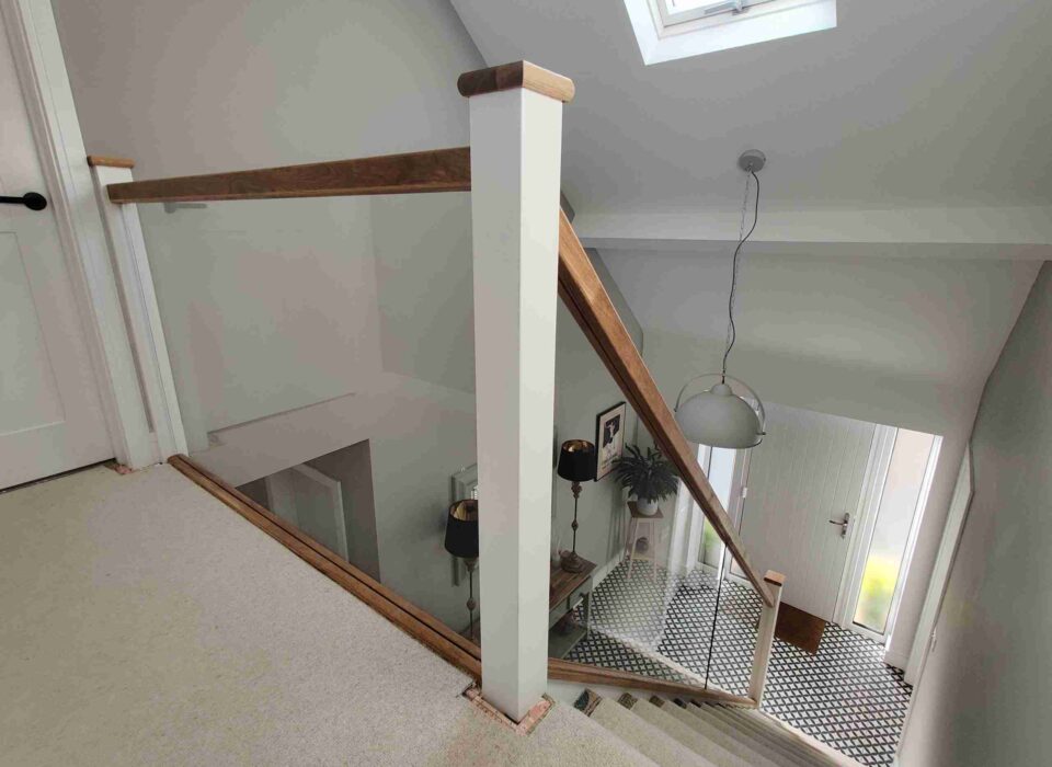 Home stair glass supplied and fitted by Clearly Glass Ltd, leading glass suppliers in Devon