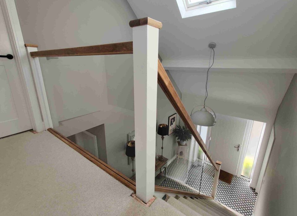 Home stair glass supplied and fitted by Clearly Glass Ltd, leading glass suppliers in Dorset.
